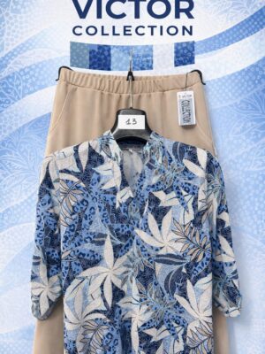 victor printed top with comfort trousers