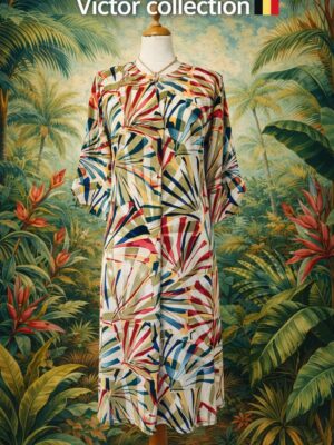 victor tropical print midi dress