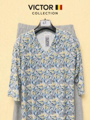 victor abstract print casual top & pant set